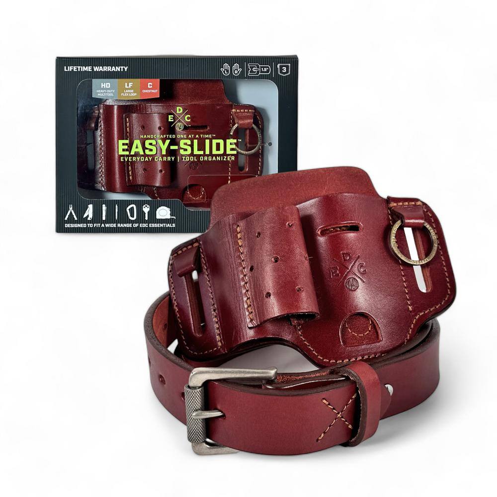 1.5 in. Work Belt Size 34 Chestnut with Heavy-Duty Easy-Slide Large Flex EDC Tool Organizer - Hercitys