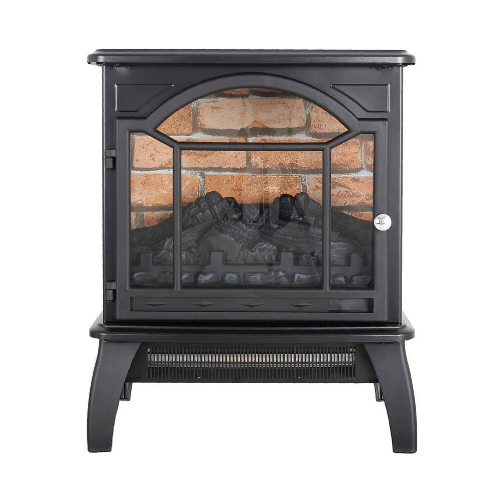 18 in. 3D Flame Freestanding Smart Infrared Quartz Electric Fireplace Stove with Remote Control in Black - Hercitys