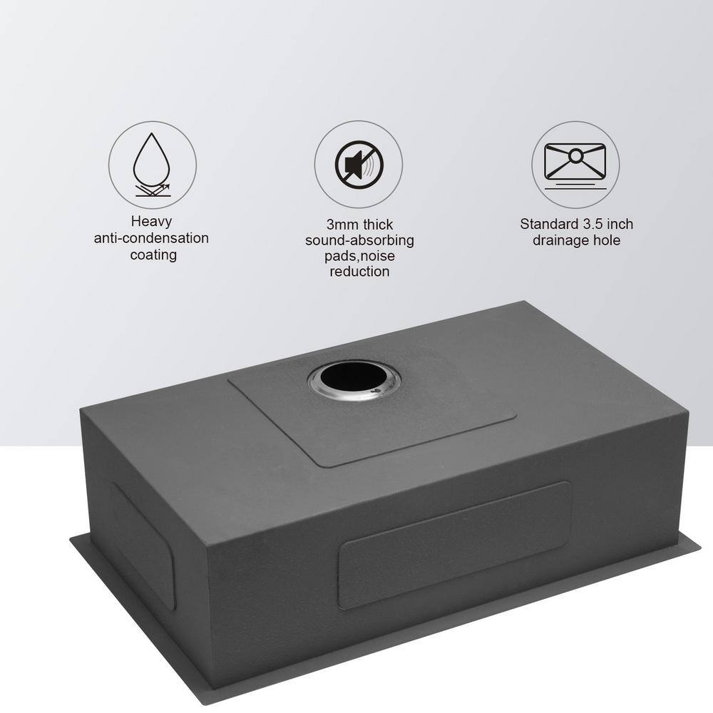 32 in. Undermount Single Bowl 9 in. D Stainless Steel Kitchen Sink - Hercitys