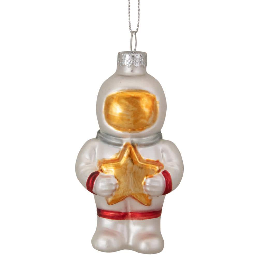 3.5 in. White and Gold Glass Astronaut Christmas Ornament - Hercitys