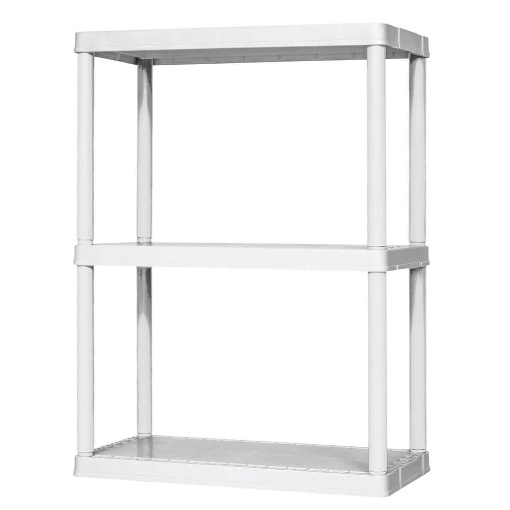 12 in. x 33 in. x 24 in. 3-tier 3 Shelves Resin Freestanding Garage Storage Shelving Unit, White - Hercitys