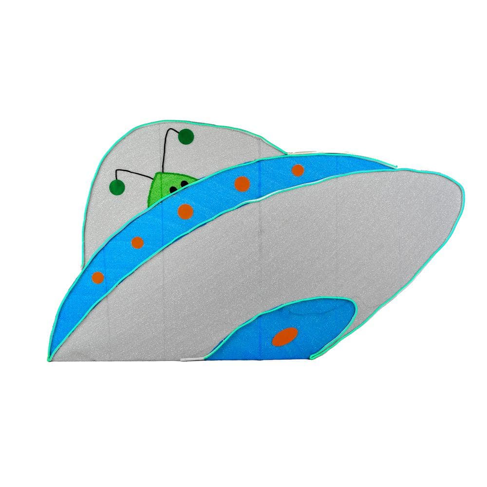 35 in. Plug-In Halloween Alien Spacecraft with LED Light Strips - Hercitys