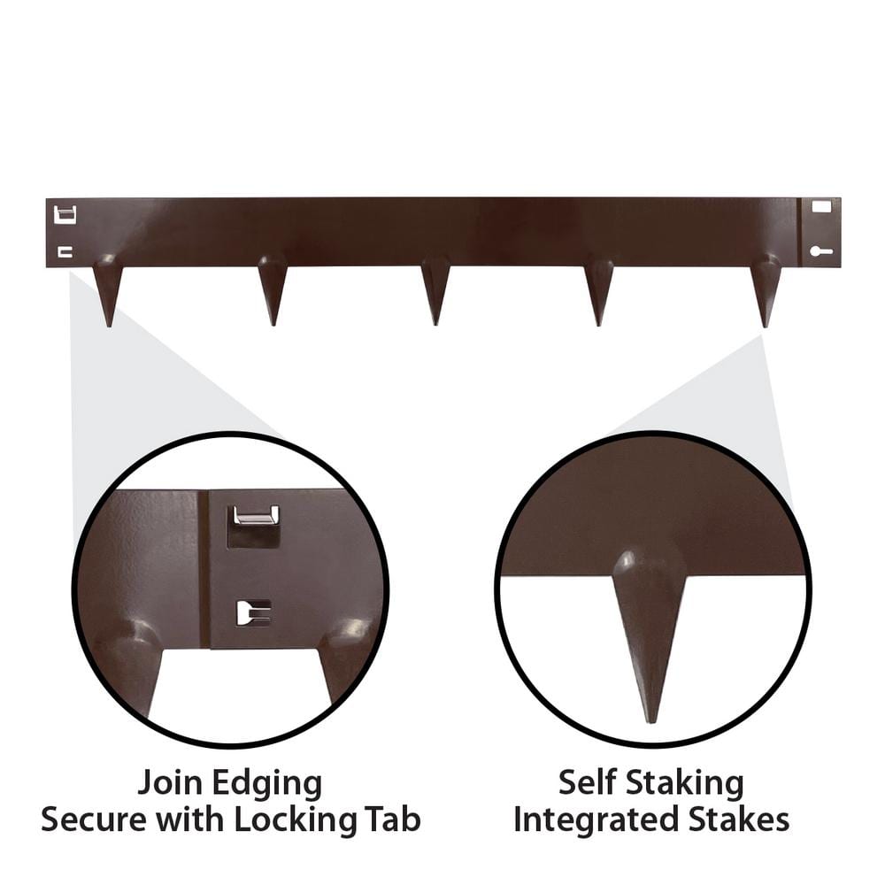 39 in. x 4 in. Brown Steel Landscape Edging (5-Pack) - Hercitys