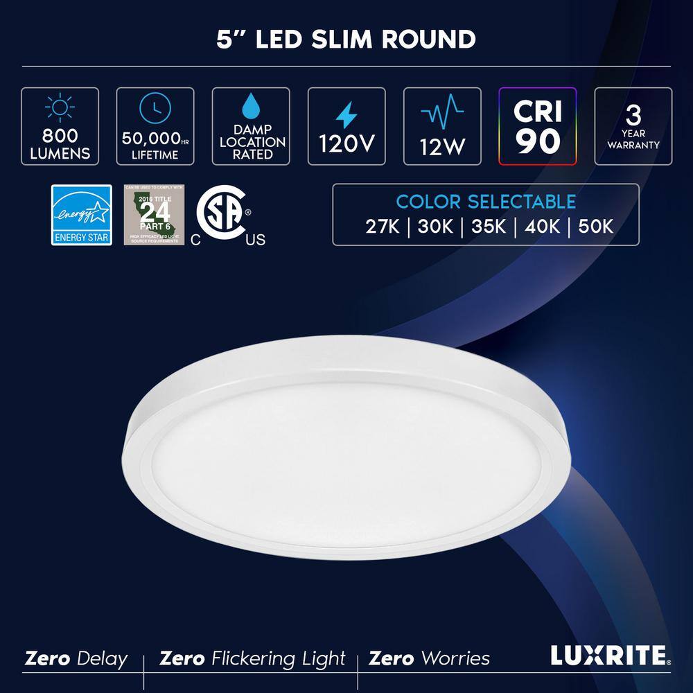 5 in. Modern Flush Mount Ceiling Light Fixture LED Integrated 12-Watt 800LM 5CCT 2700K-5000K Dimmable 2-Pack - Hercitys