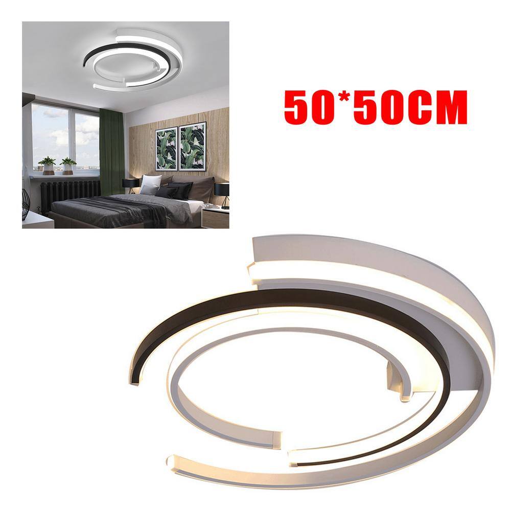 19.68 in. Modern Creative White and Black Integrated LED Flush Mount Ceiling Light with White Acrylic Shade - Hercitys