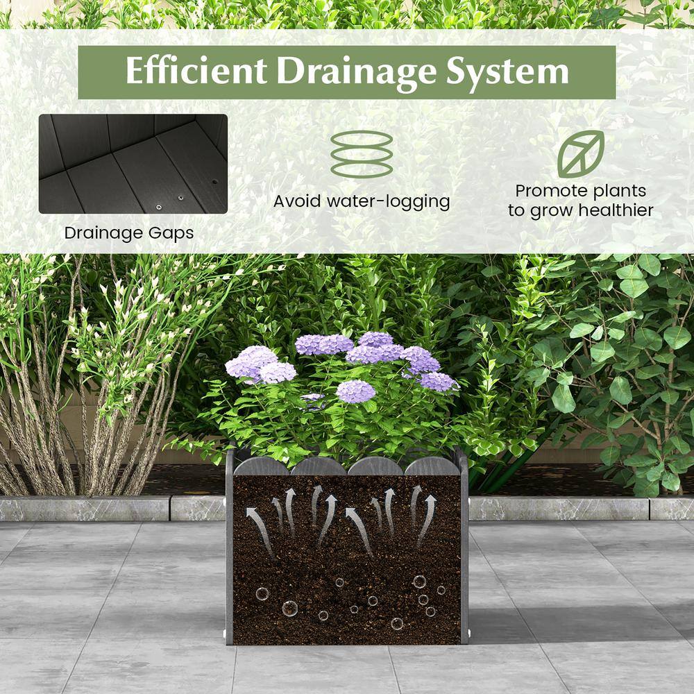 12.5 in. x 12 in. x 10 in. Planter Box Weather-Resistant Square Grey HDPE Flower Pot Garden Bed (2-Pack) - Hercitys
