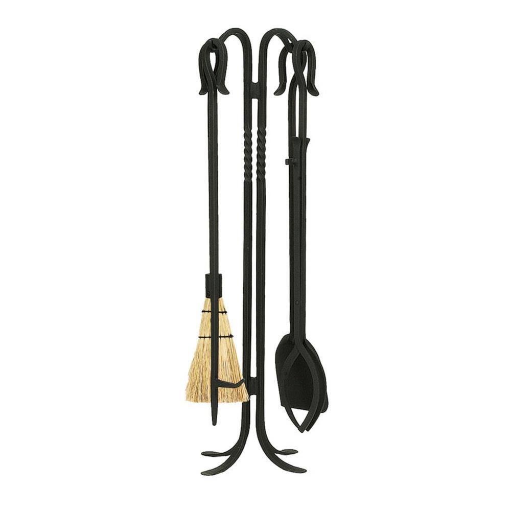 33 in. Tall 5-Piece Black Shepherd’s Hook II Mini Fireplace Tool Set - Hercitys