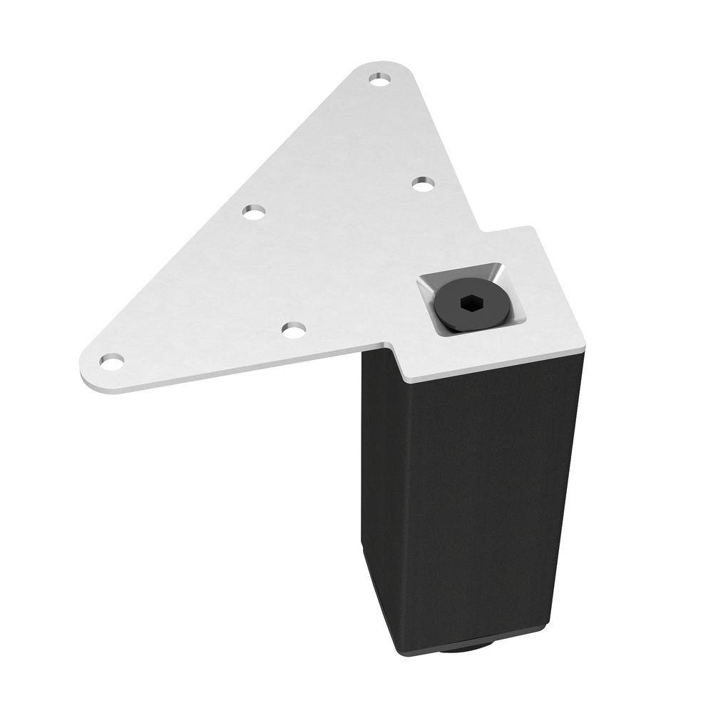 (4-Pack) 4 3/4 in. (120 mm) Matte Black Metal Square Furniture Leg with Leveling Glide - Hercitys