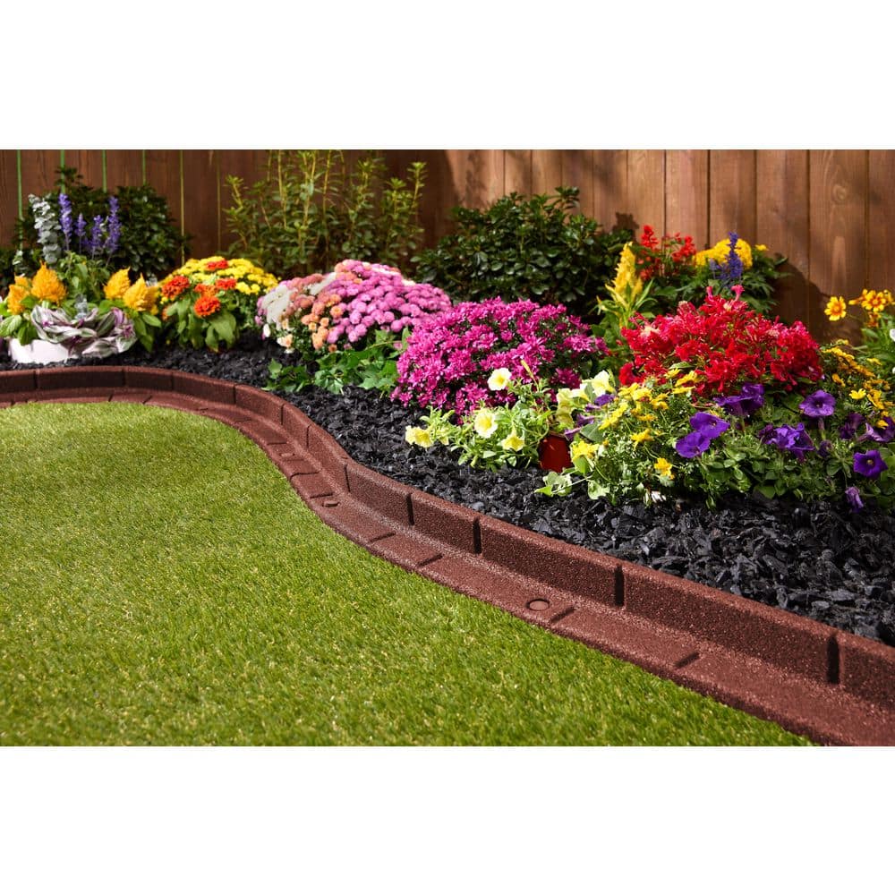 48 in. x 3 in. x 3 in. Roman Brick Red Rubber Edging (6-Pack) - Hercitys