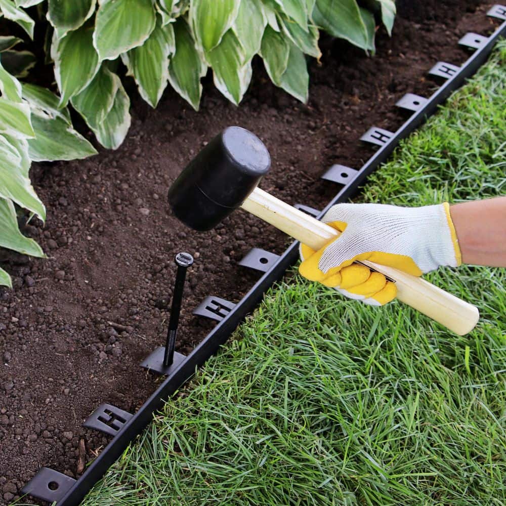 50 ft. x 1.5 in. No Dig Black Plastic Edging Landscape Kit Dig-Free - Hercitys
