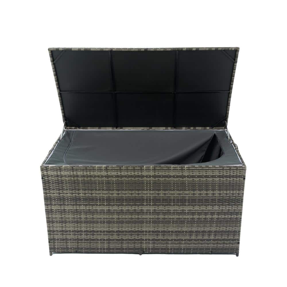 200 Gal. Wicker Outdoor Storage Deck Box with Lid: Versatile Patio Deck Storage - Hercitys
