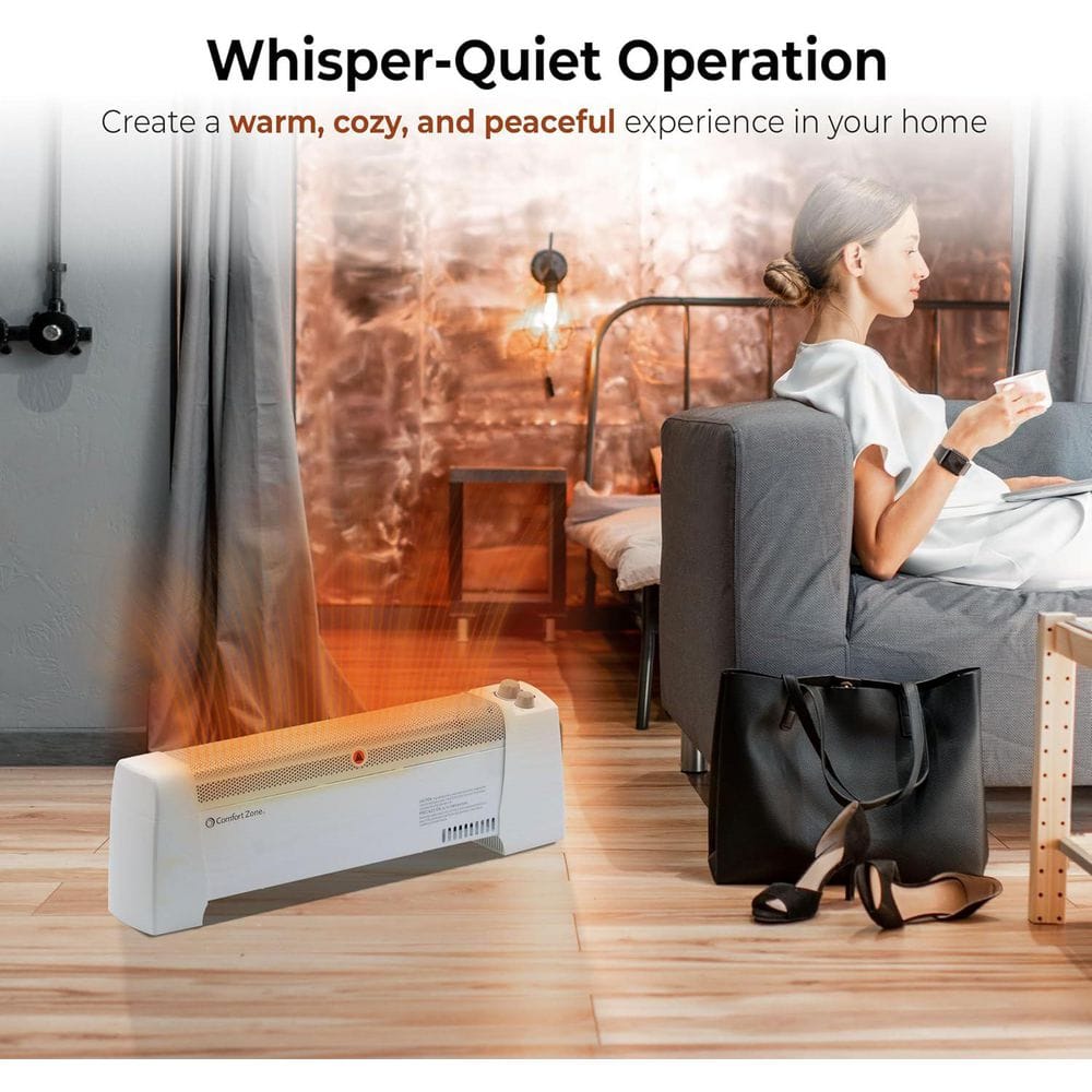 29 in. 1,500-Watt White Convection Baseboard Heater with Silent Operation - Hercitys