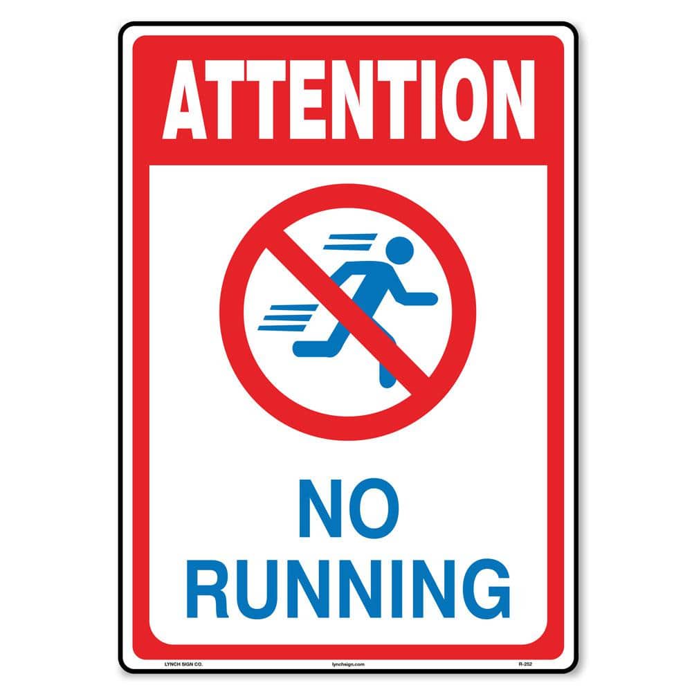 10 in x 14 in. No Running Sign Printed on More Durable Longer-Lasting Thicker Styrene Plastic. - Hercitys