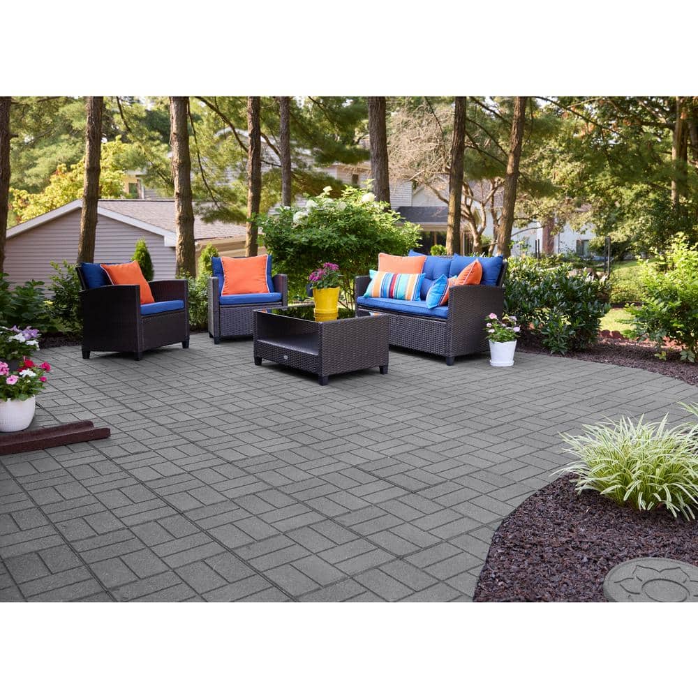 16 in. x 16 in. x 5/8 in. Gray SmartLoc Rubber Paver (9-Pack) - Hercitys