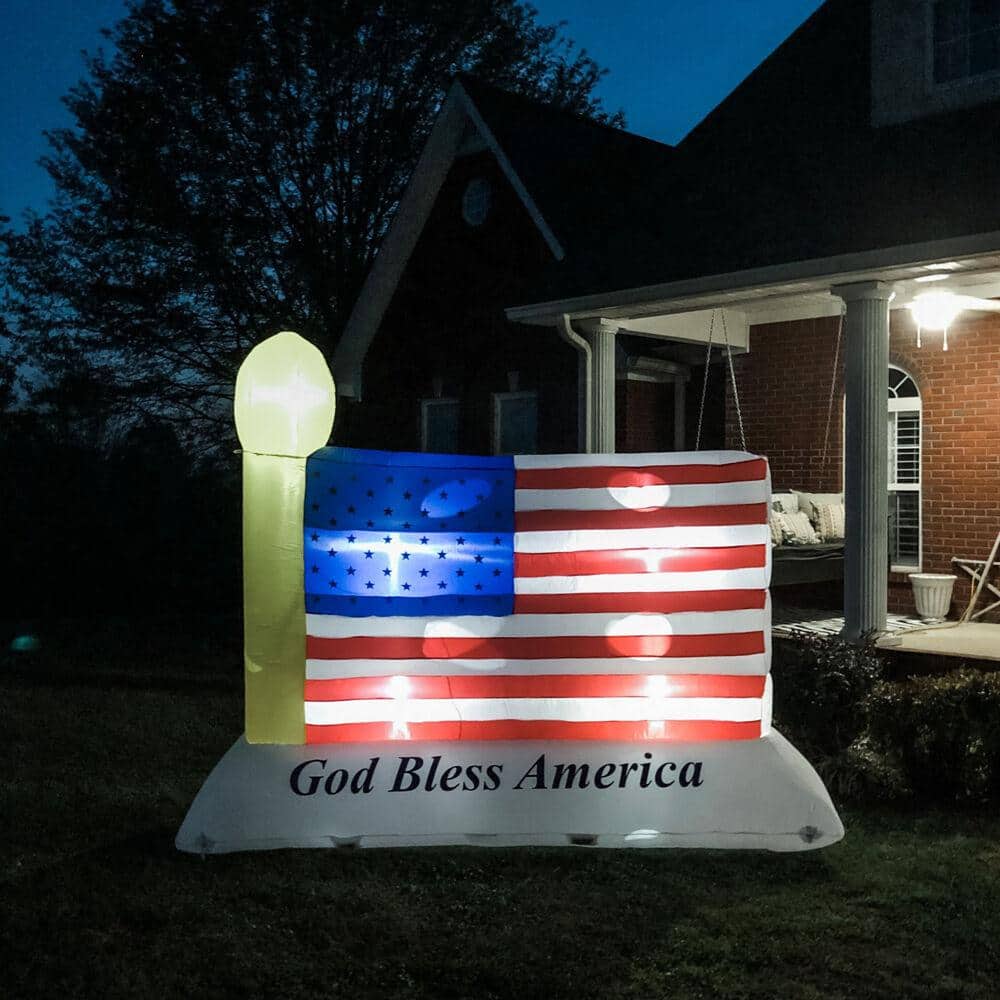 121 in. x 72 in. American Flag Inflatable with Lights - Hercitys