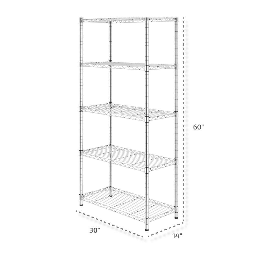 5-Tier Wire Shelving Unit (30 in. W x 60 in. H x 14 in.) - Hercitys