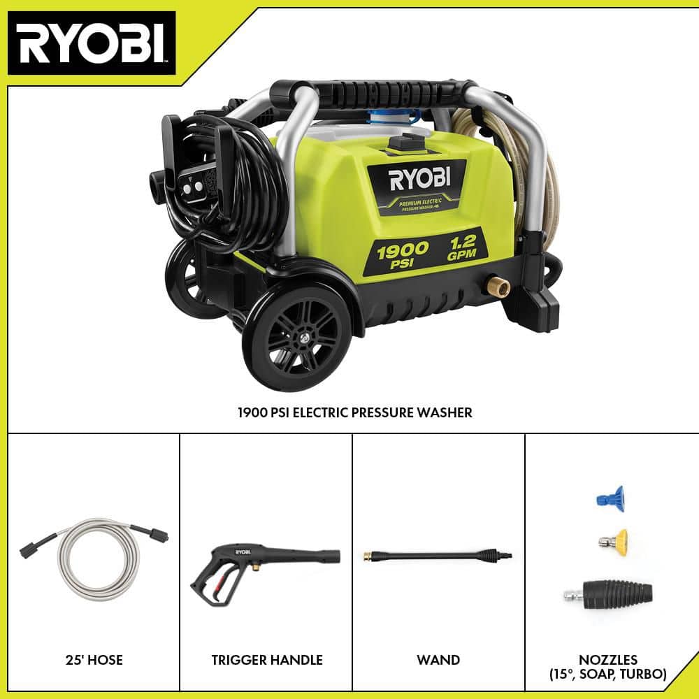1900 PSI 1.2 GPM Cold Water Wheeled Electric Pressure Washer with 12 in. Surface Cleaner - Hercitys
