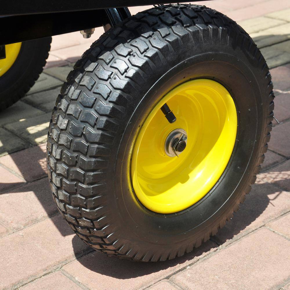 5 cu. ft. Metal Black Yellow Big Wagon Cart Garden Cart Trucks - Hercitys