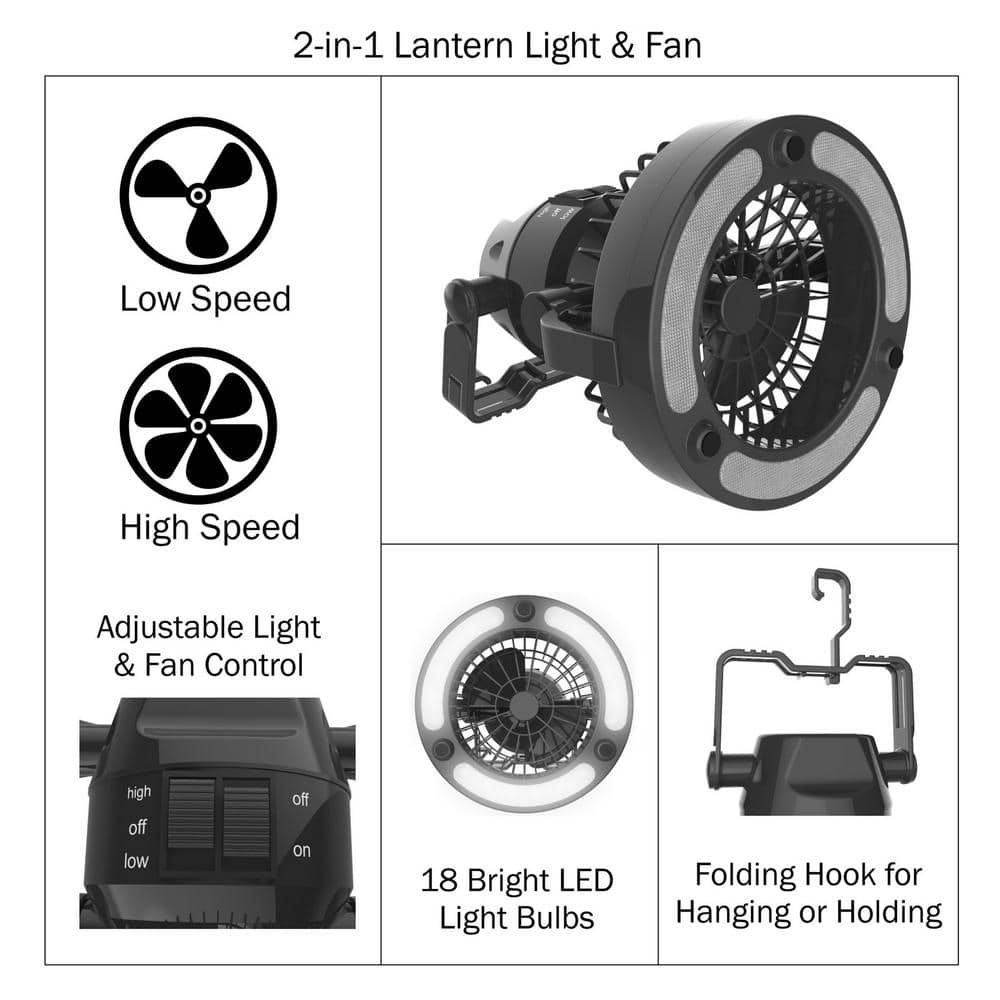 2 in 1 750-Lumens Battery Powered Fan and Lantern Flashlight - Hercitys