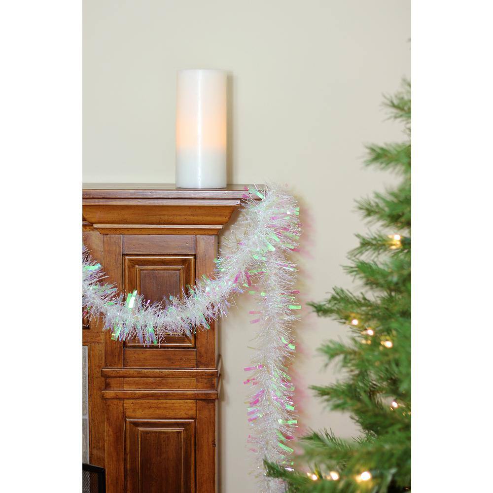 50 ft. 5 Ply Unlit Festive White Iridescent Thick Cut Christmas Tinsel Garland - Hercitys