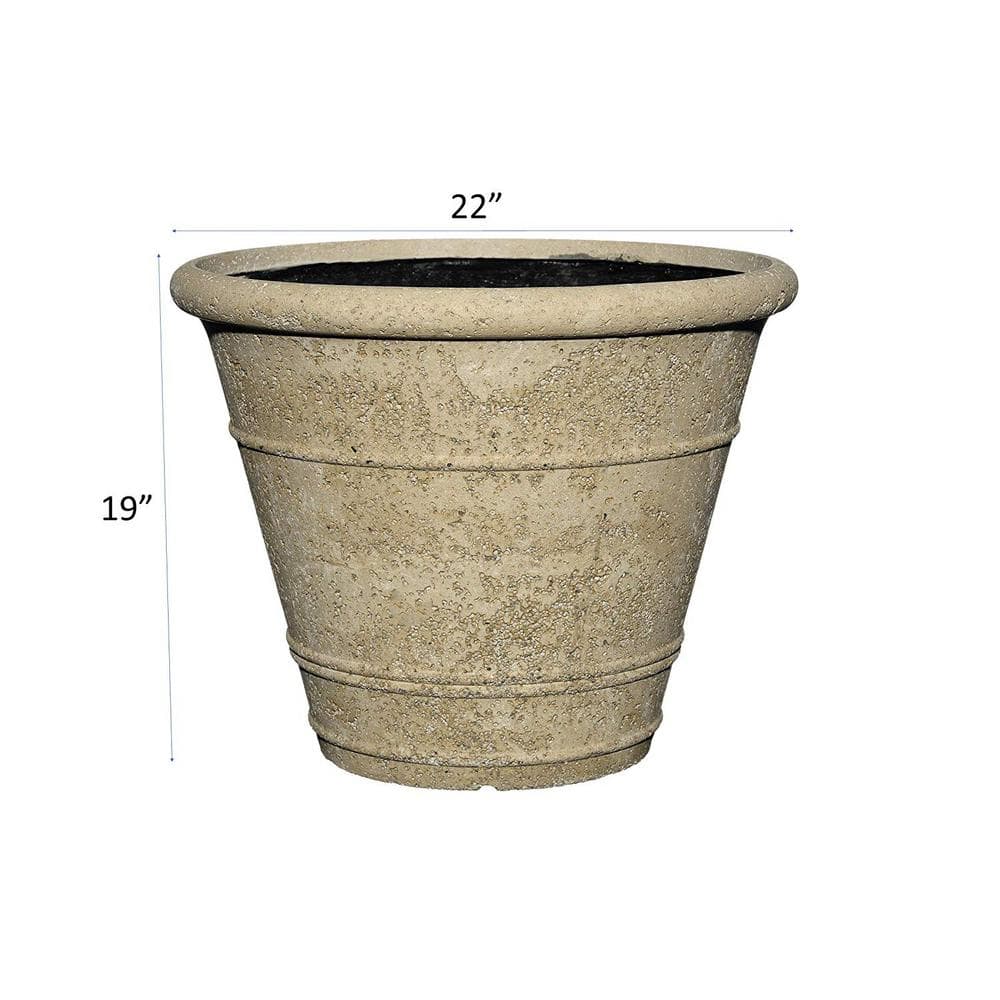 22 in. Anson Pot LavaStone Planter, Natural - Hercitys