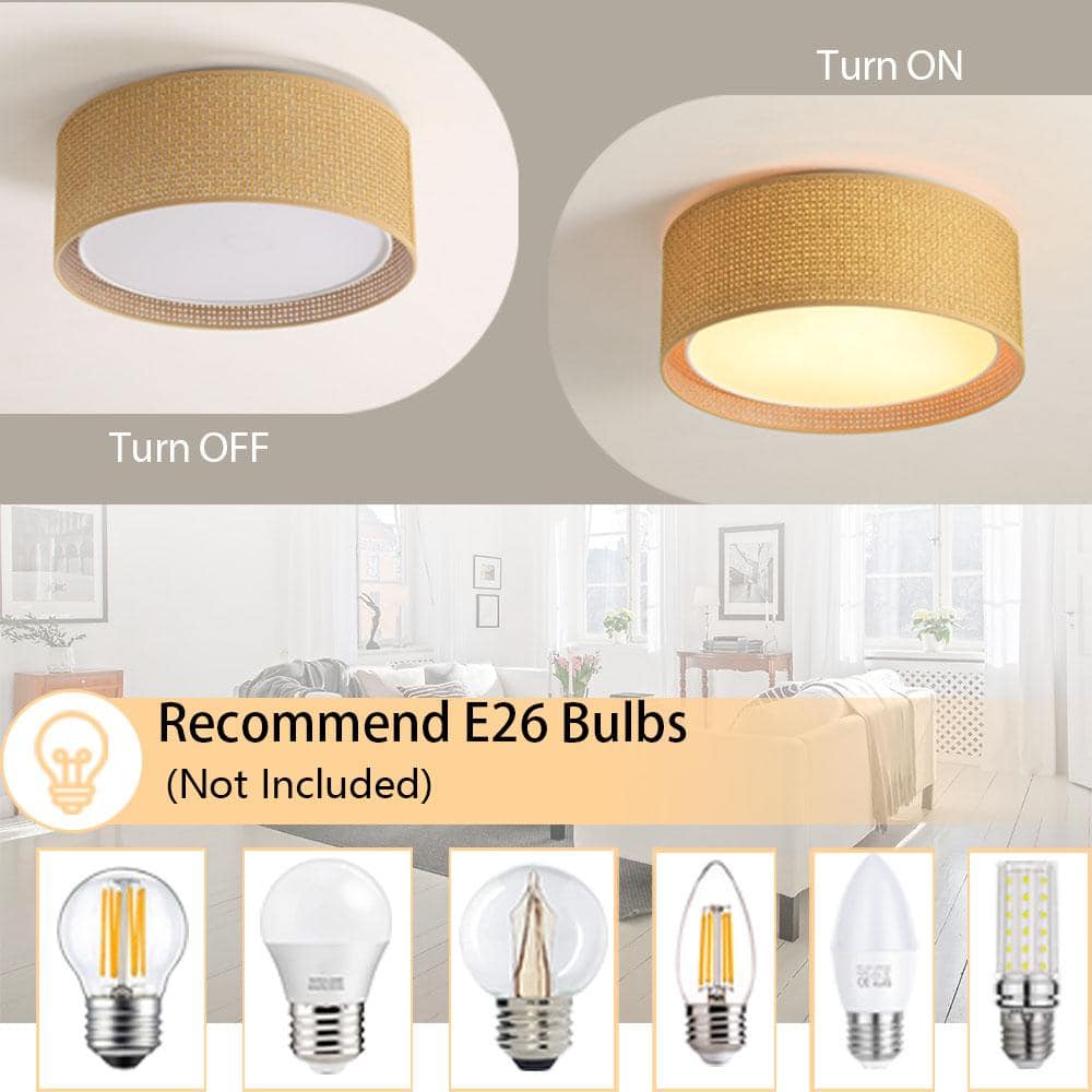 20 in. 5-Light Drum Flush Mount, Sepia Finish - Hercitys