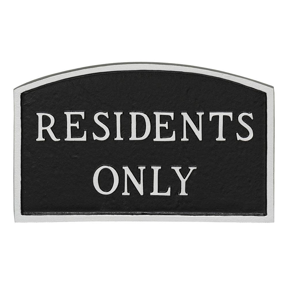 10 in. x 15 in. Standard Arch Residents Only Statement Plaque Sign – Black/Silver - Hercitys