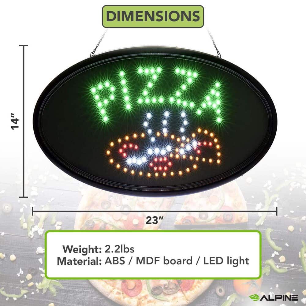 23 in. x 14 in. LED Oval Pizza Sign - Hercitys