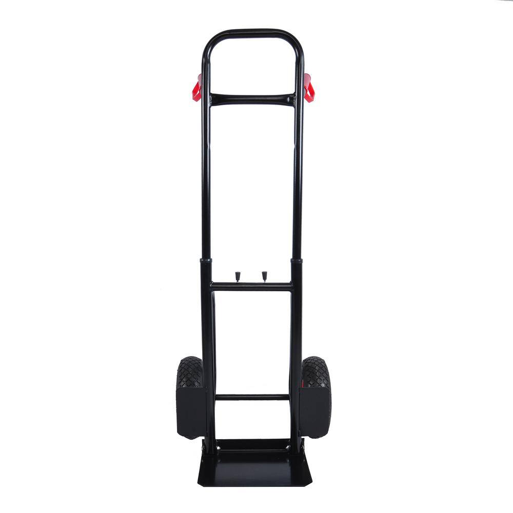 3.19 cu. ft. Black Red Steel Garden Cart with Double Handles, Retractable Handle and Folding Toe Board - Hercitys