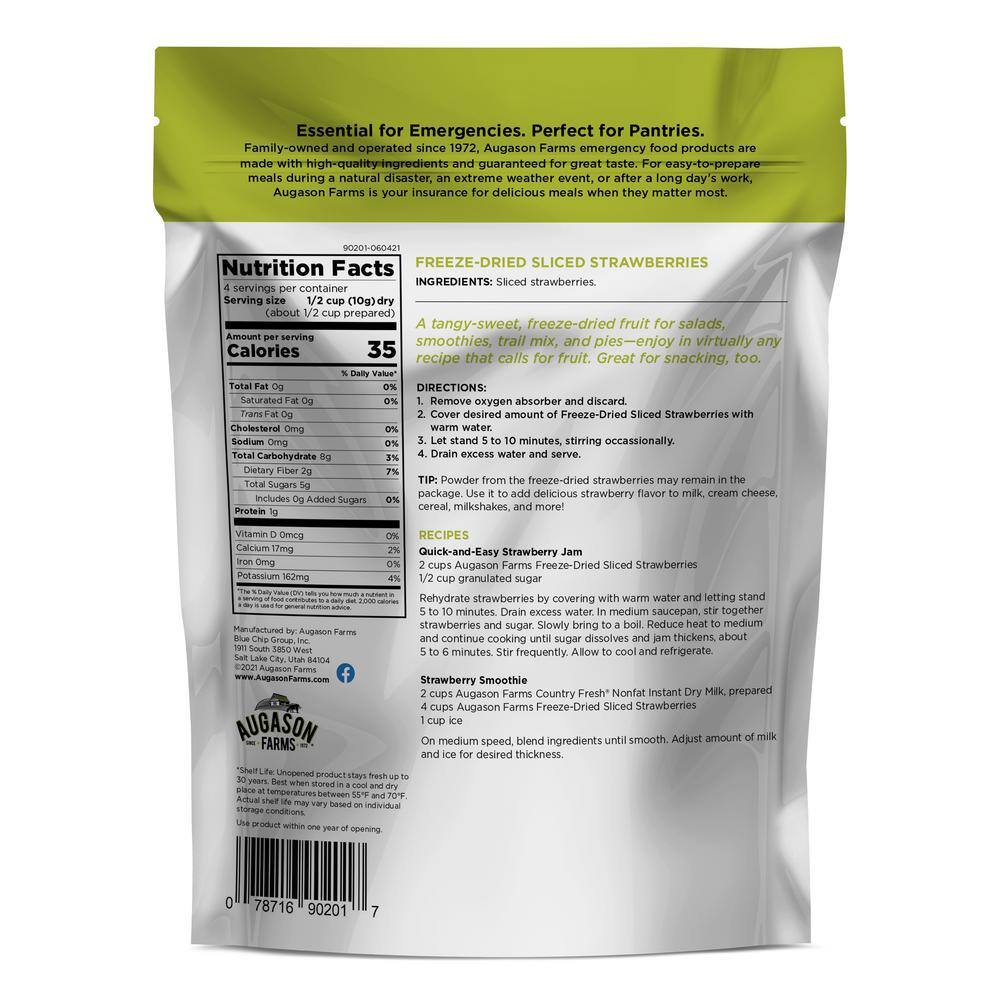 1.41 oz. Freeze-Dried Sliced Strawberries, Resealable Pouch - Hercitys