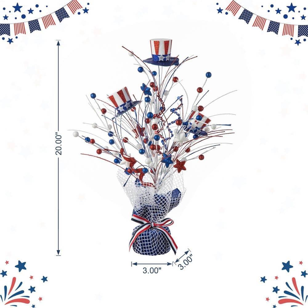 20 in. H Patriotic/Americana Top Hat Table Tree - Hercitys