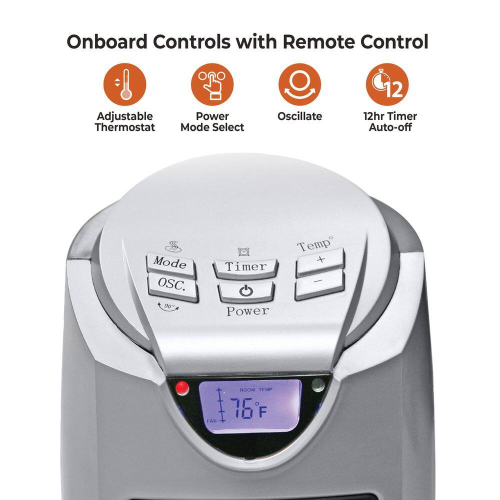 1500-Watt Digital Ceramic Oscillating Electric Tower Heater with Fan and Remote - Hercitys