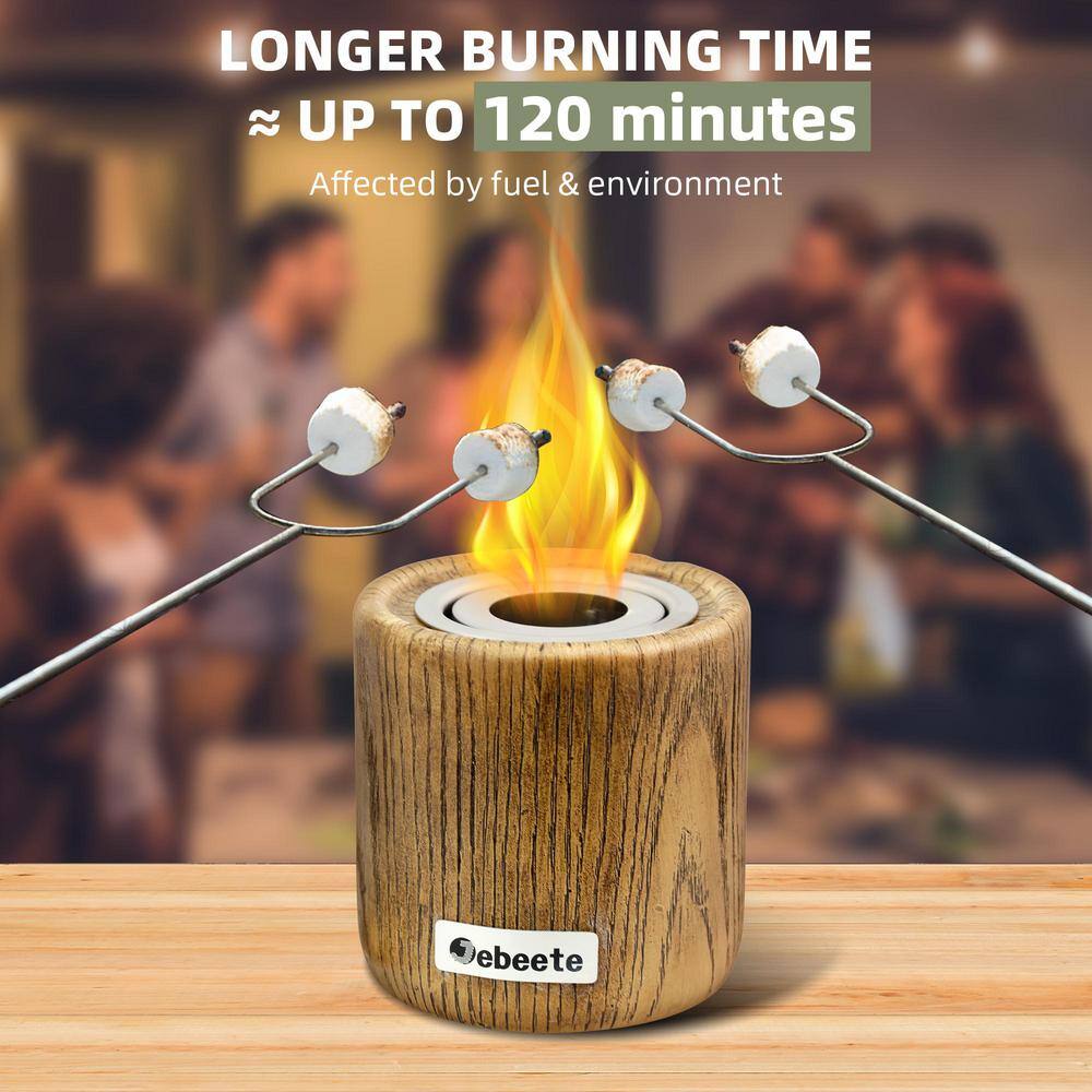 4.7 in. x 4.5 in. Cylindrical Mini Portable Ethanol Tabletop Fire Pit, Indoor and Outdoor Fireplace, Include Wick - Hercitys