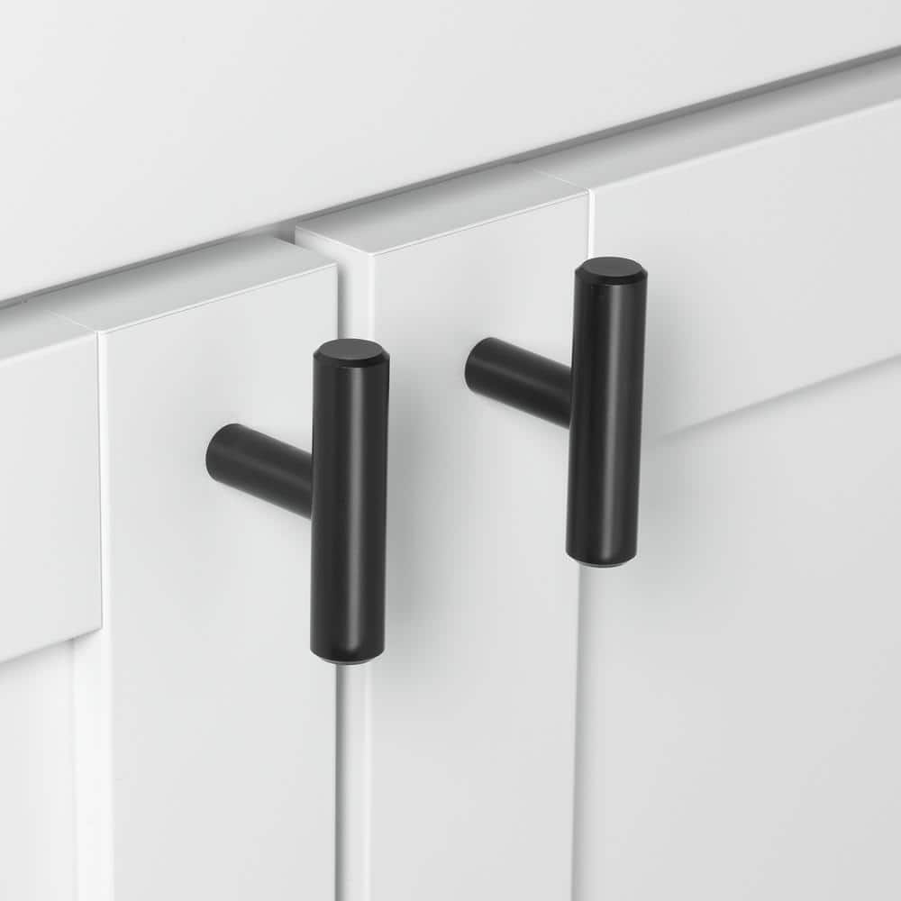2 in. Matte Black Solid T-Bar Cabinet Handle Drawer Knobs (10-Pack) - Hercitys