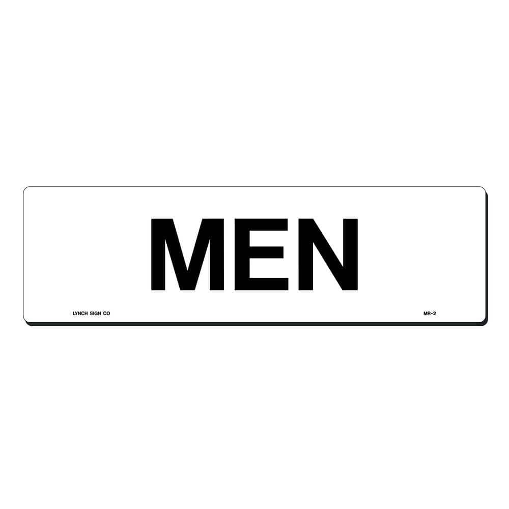 17 in. x 5 in. Black on White Plastic Men Sign - Hercitys