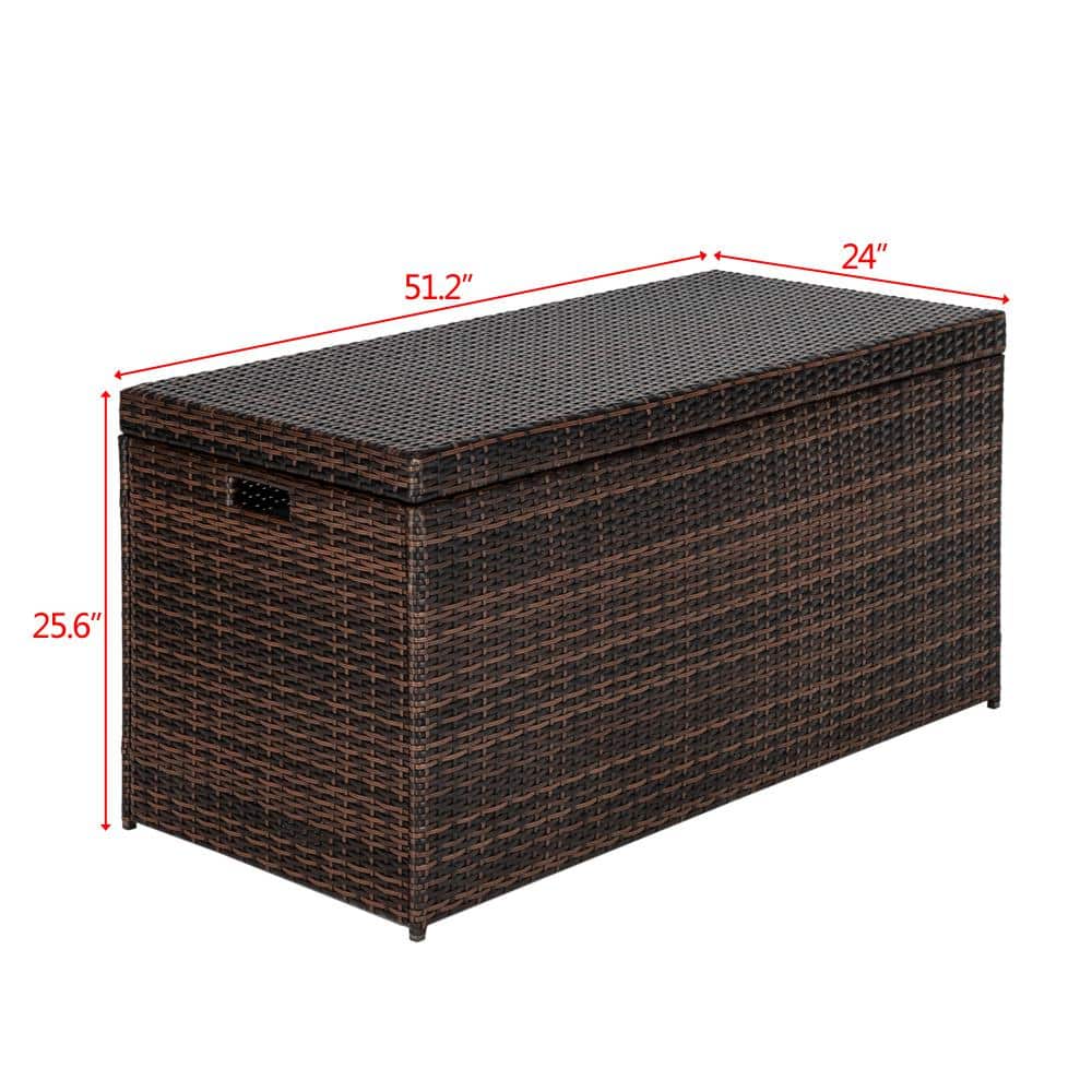 132 Gal. Resin Wicker Storage Cuboid Deck Box - Hercitys