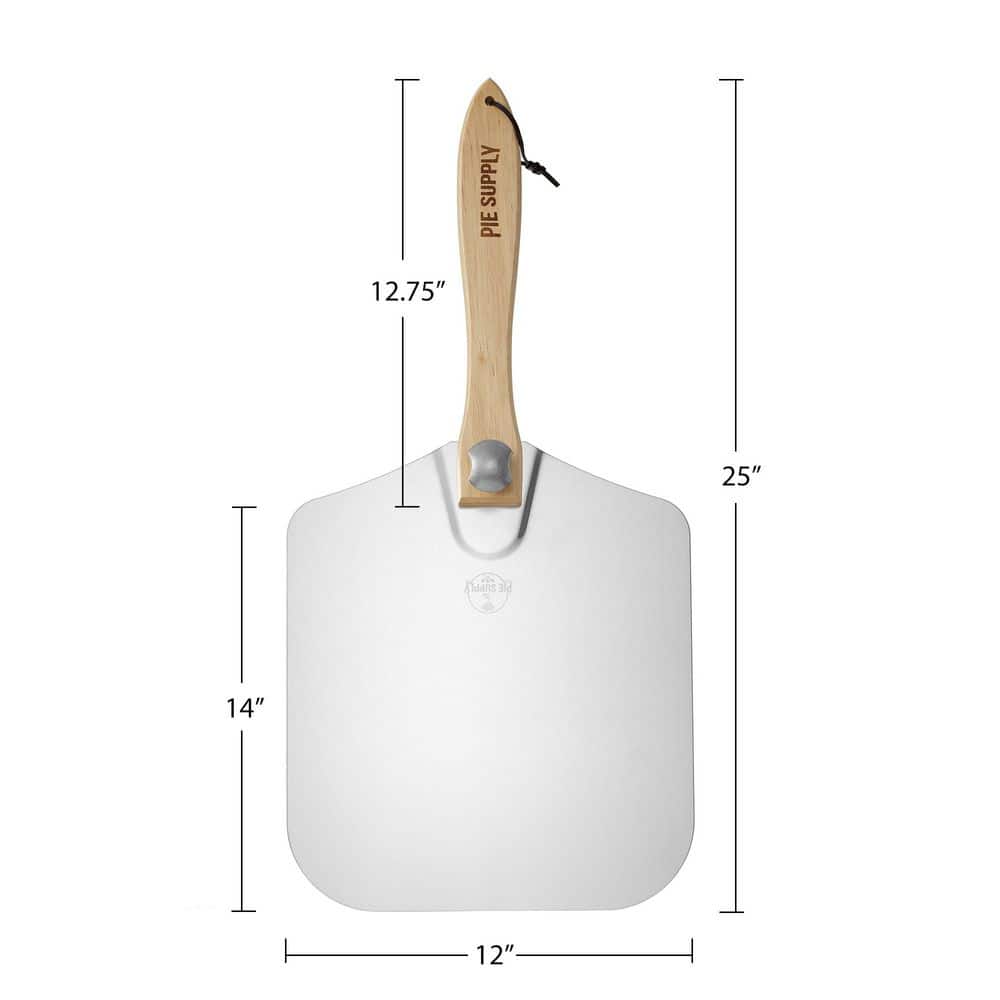 12 in. x 14 in. Aluminum Pizza Peel with Foldable Wood Handle - Hercitys