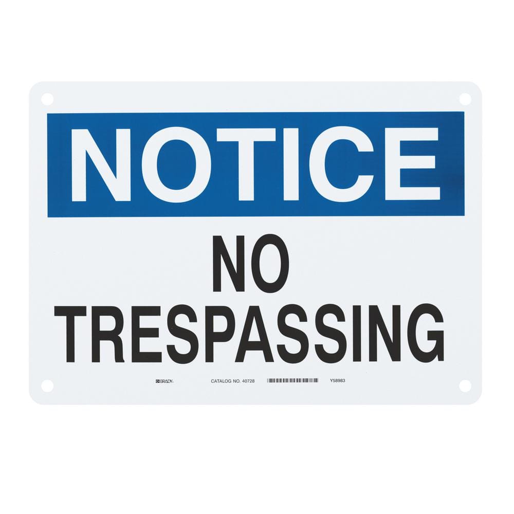 10 in. x 14 in. Aluminum Notice No Trespassing Sign - Hercitys