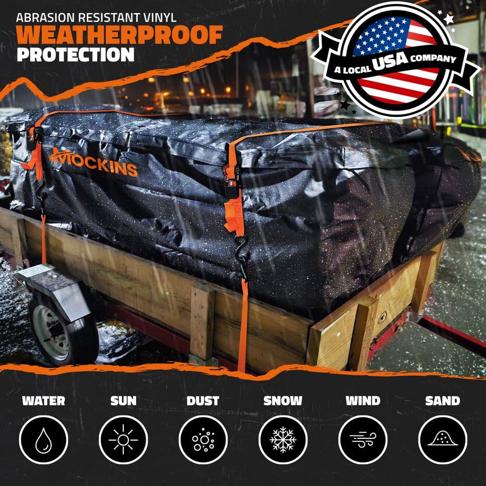 40 cu. ft. Waterproof Black Hitch Cargo Carrier Bag (84 in. x 24 in. x 34 in.) with 3 Buckle Straps, Lock and Carry Case - Hercitys