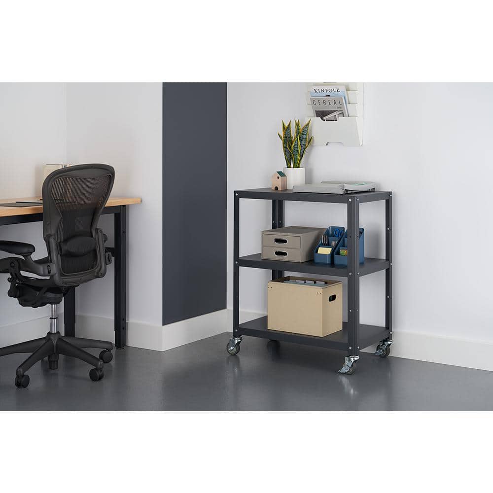 3-Tier Metal Utility Cart with Wheels in Dark Gray - Hercitys