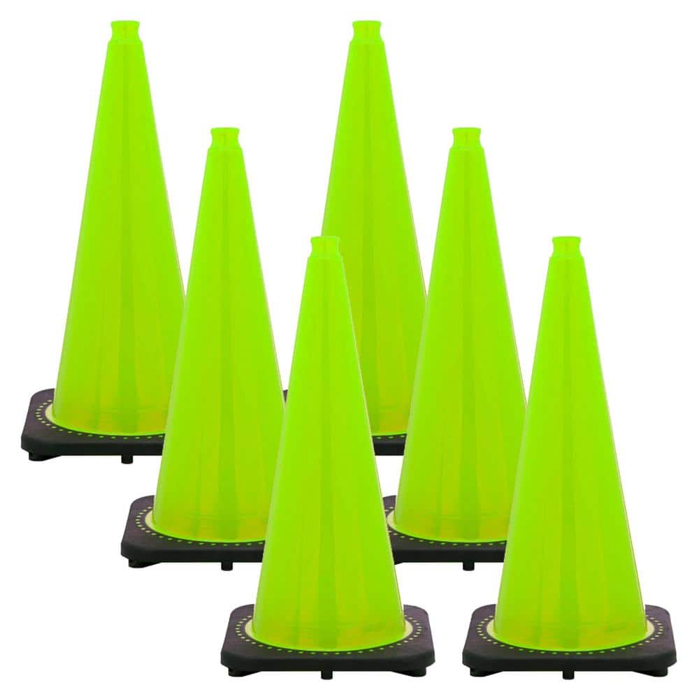 28 in. Safety Green Traffic Cones (6-Pack) - Hercitys