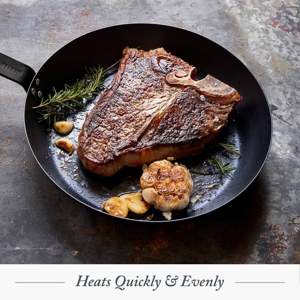 10 in. Black Carbon Steel Open Frying Pan - Hercitys