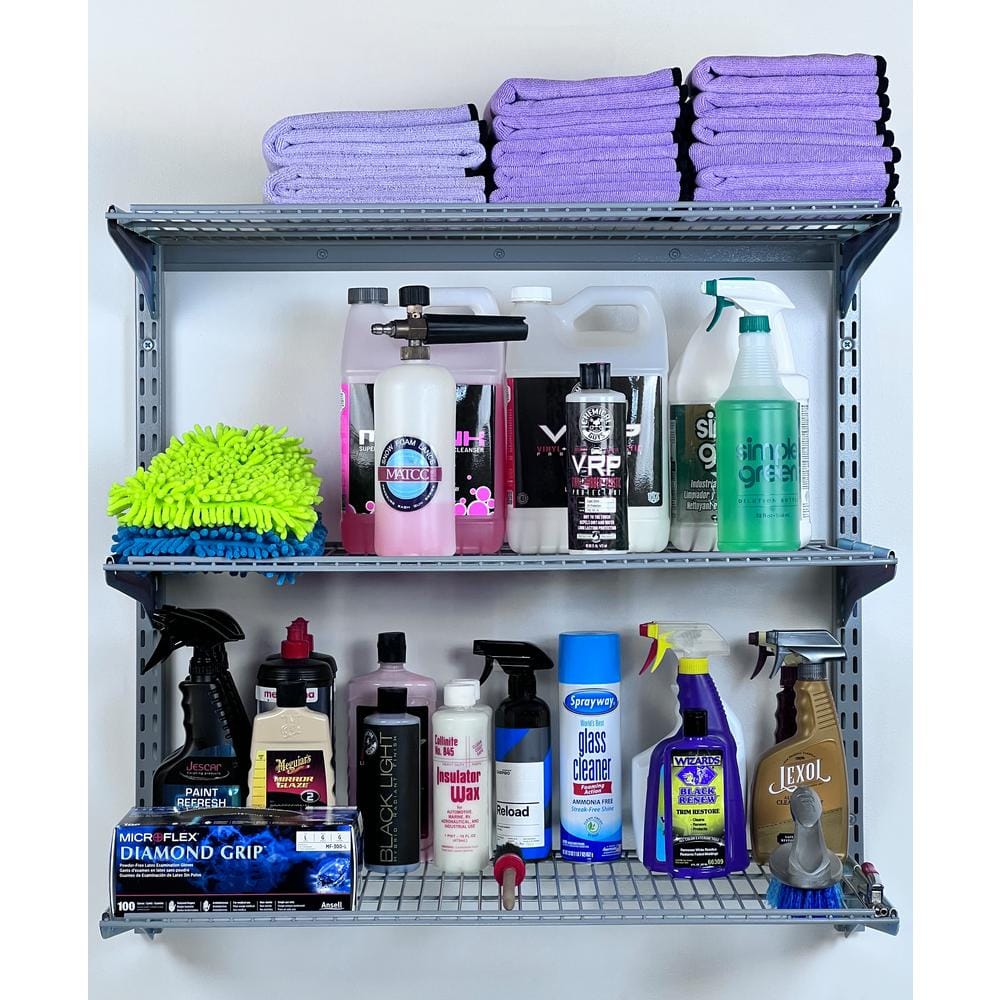 16 in. x 33 in. Steel Garage Wall Shelving in Gray - Hercitys
