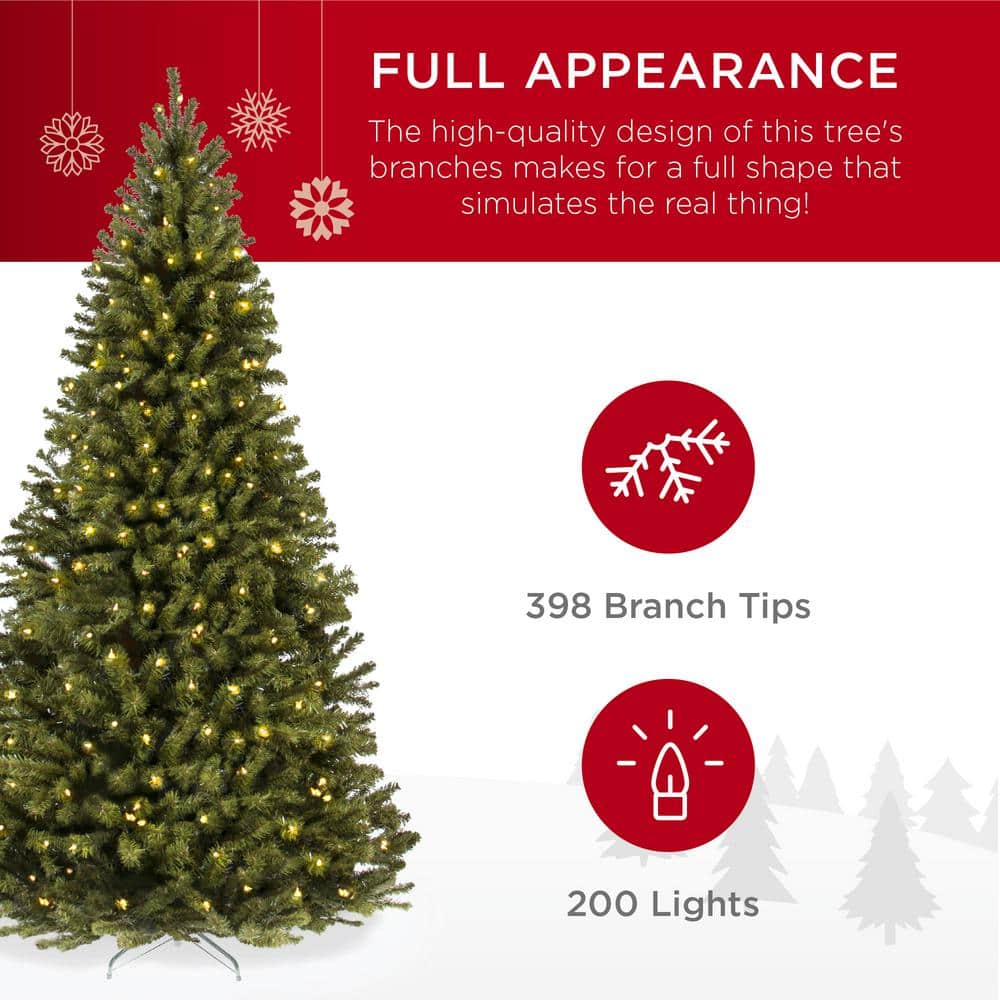 4.5 ft. Pre-Lit Incandescent Spruce Artificial Christmas Tree with 200 Warm White Lights - Hercitys
