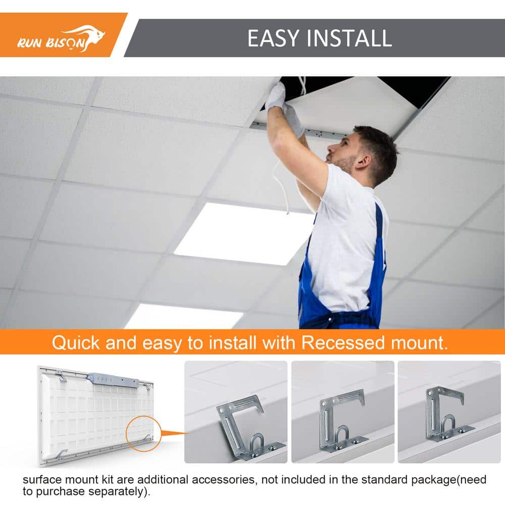 4-PACK 48in 3300/4400/5500 Lumens Dimmable Integrated LED Flush Mount Light Panel Light 30/40/50-Watt 3500/4000/5000K - Hercitys