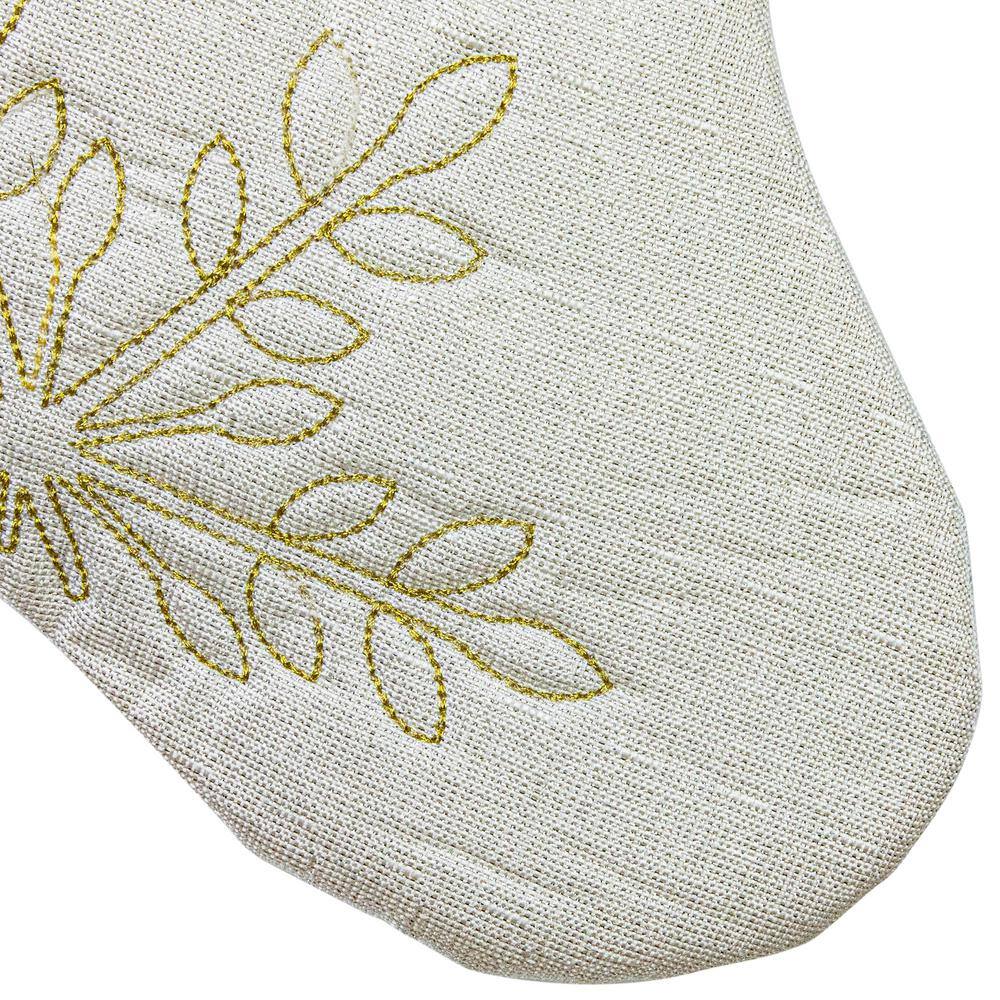 20 in. White Snowflakes Christmas Stocking with Cuff - Hercitys
