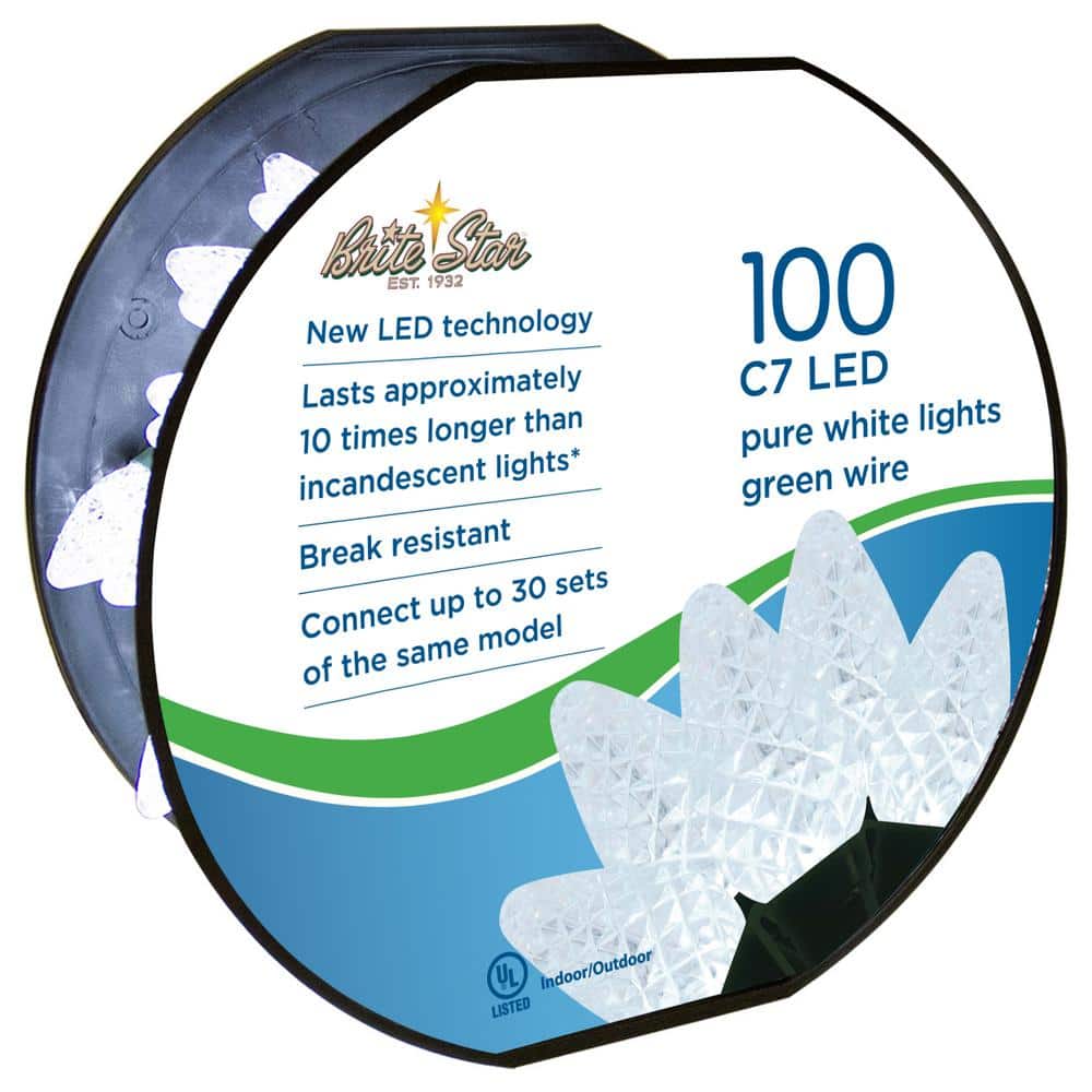 100-Light Pure White Faceted C7 LED Light Set - Hercitys