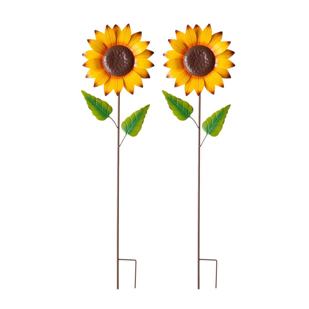 42 in. H Fall Metal Sunflower Yard Stake (2-Pack) - Hercitys