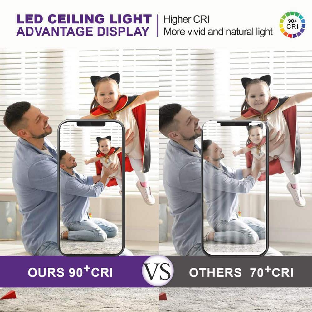 12 in. Black Square New Ultra-Low Profile Integrated LED Flush Mount Ceiling Light 3000K-5000K 3CCT Selectable - Hercitys