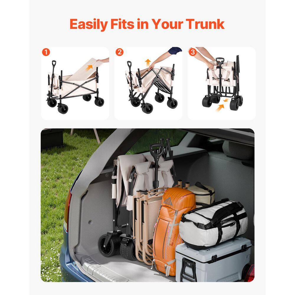 12.7 cu. ft. Collapsible Folding Wagon 550 lb. Load Fabric Utility Wagon, 2 in 1 Foldable Garden Carts Converts to Bench - Hercitys